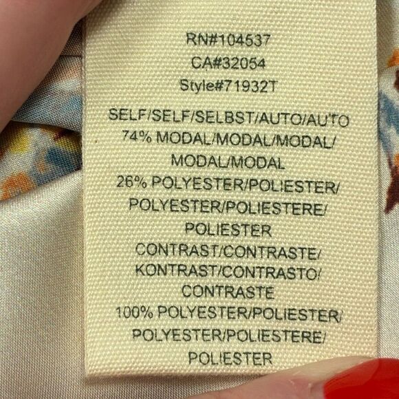 ANTHROPOLOGIE TINY Short Sleeve Jodi Floral Front Tie Blouse Gray Women’s Small - Picture 6 of 6